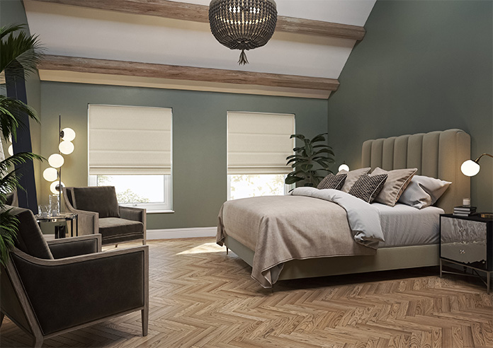 Genoa Faux Silk (Blackout), Cream Shimmer - Roman Blind - Image 6